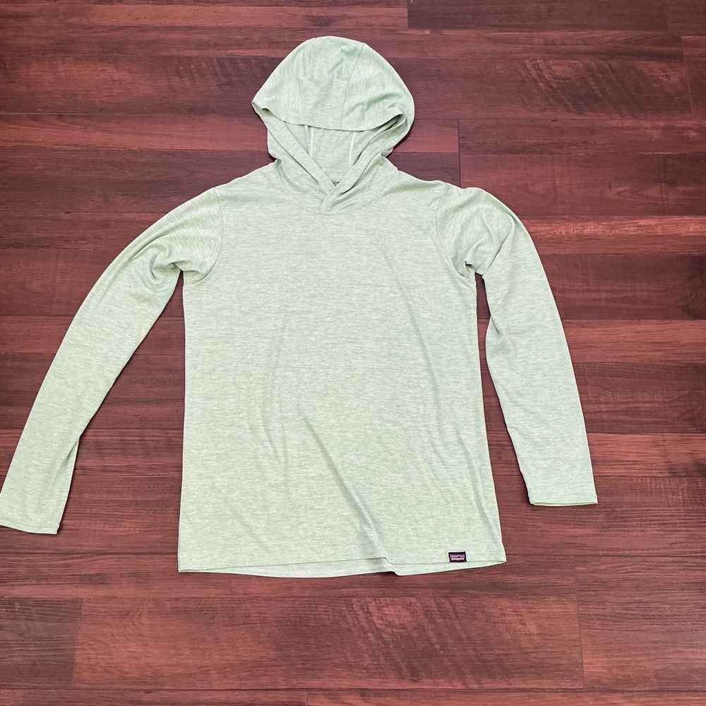 Patagonia Capilene Cool Daily Hoody Light Green Heather Sun Shirt Size M Active